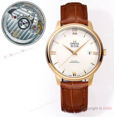 Swiss Made Fake Omega De Ville Prestige 39.5mm Yellow Gold Watch